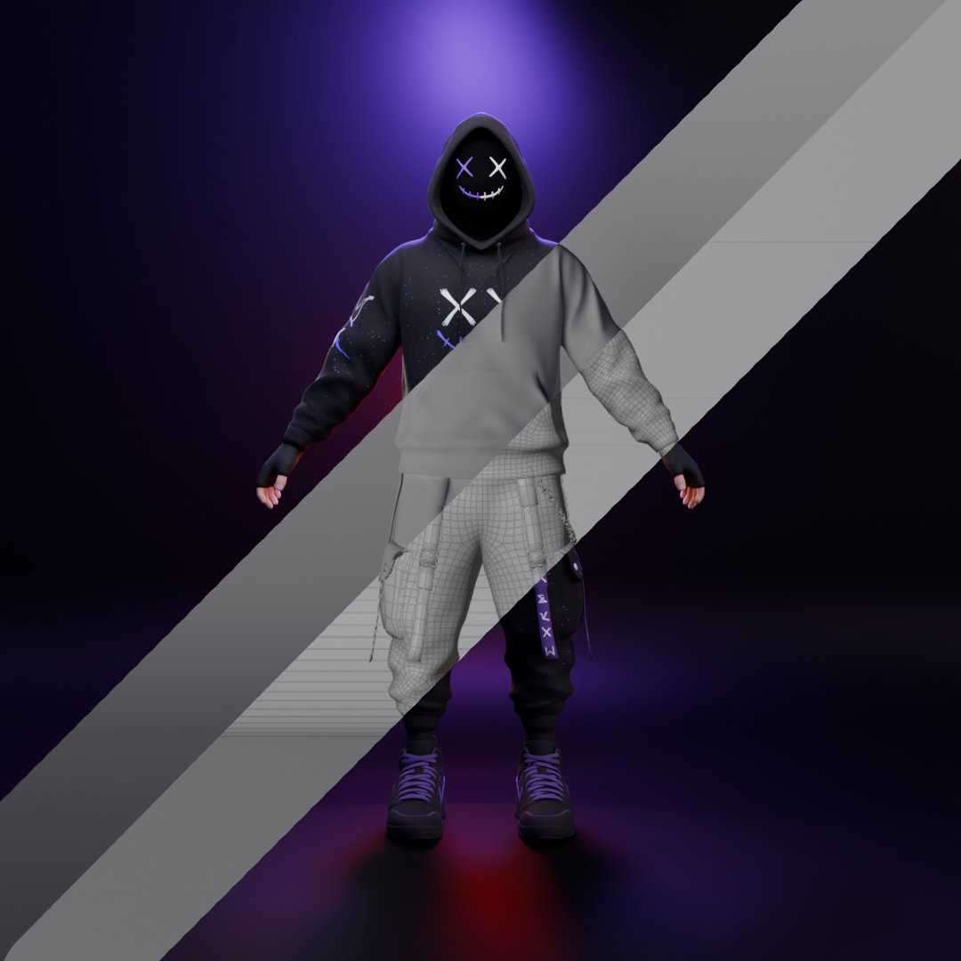 Personnage GTA personnalisé Chasseur Chaos, du concept 3D au rendu final